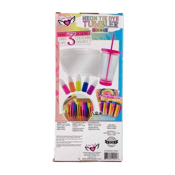 Fashion Angels Kids Neon Tie Dye Plastic Tumbler Design Kit - Picture 2 of 3